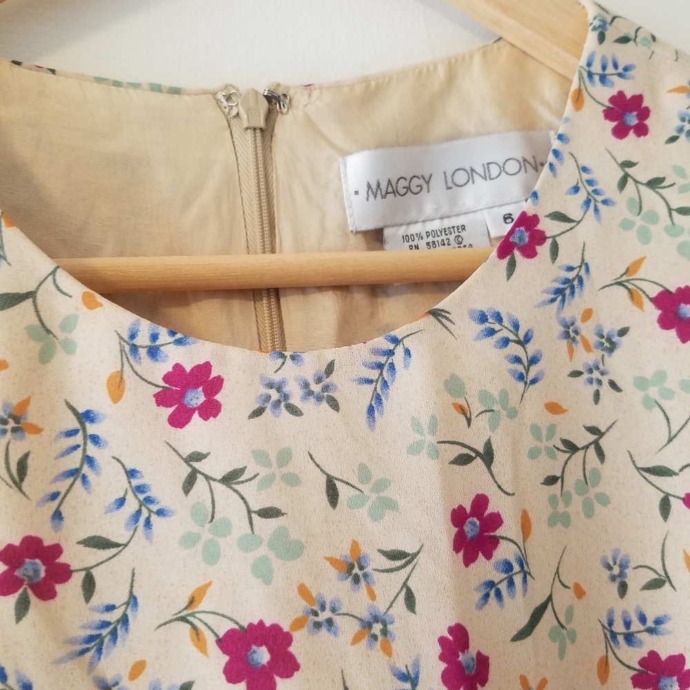 Vintage Maggy London Fall Floral Midi Dress